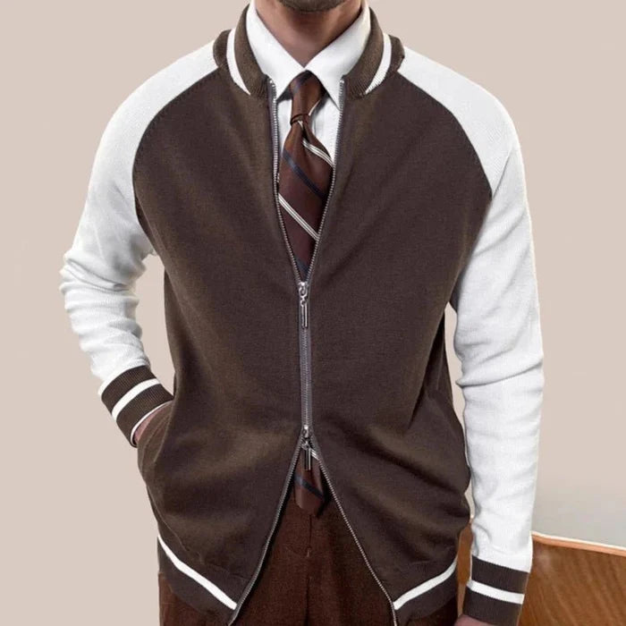 Oxford dual zipper jacket - AntoniosClothing - Apricot Only Sweater