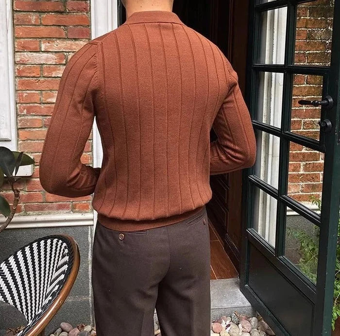 Oxford polo sweater - AntoniosClothing - Black