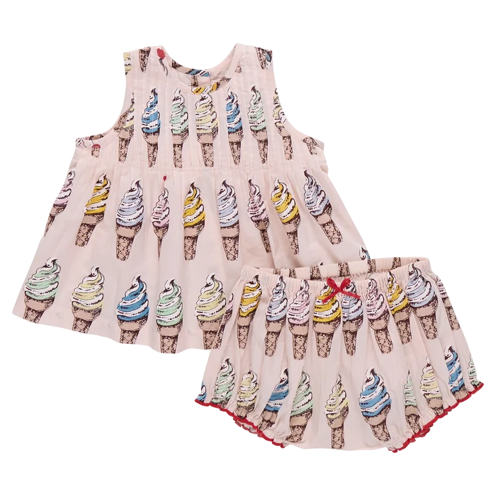 Pink Chicken - Baby Girls Jaipur 2 Piece Set - Pink Soft Serve
