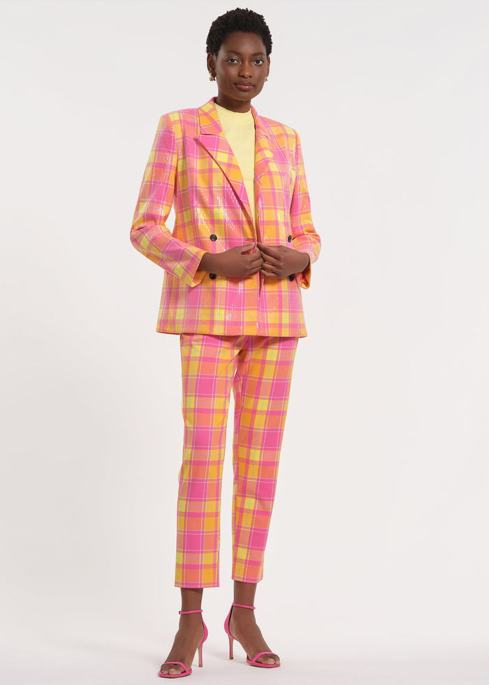 Plaid Slim Leg Trousers