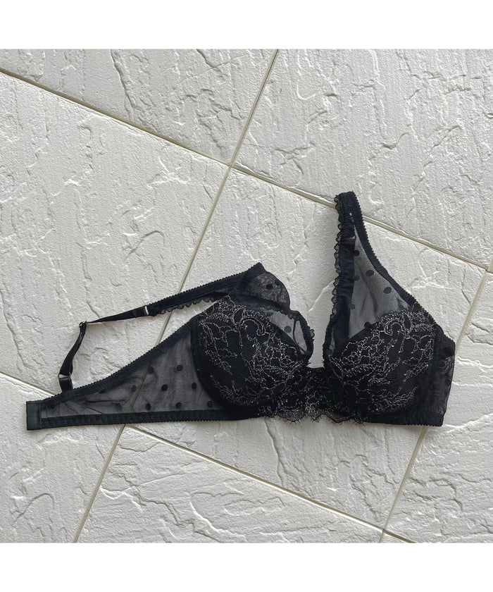 Polka Dot Underwire Bra | Black