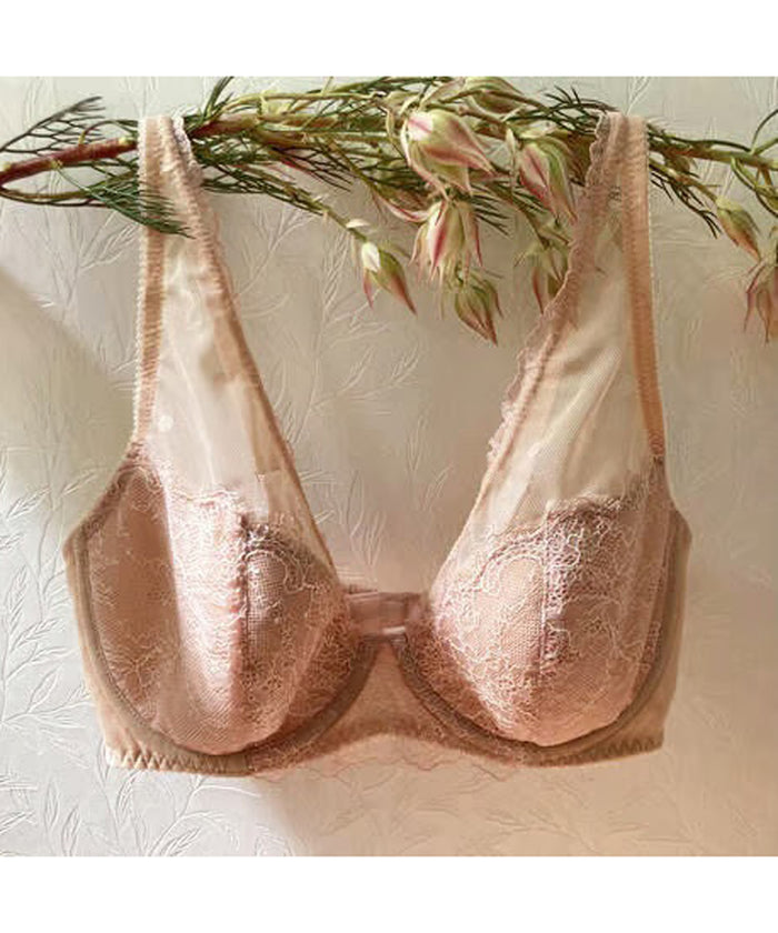 Polka Dot Underwire Bra | Pink Beige