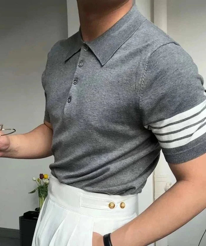 Polo casual slim fit summer t-shirt - AntoniosClothing - Gray