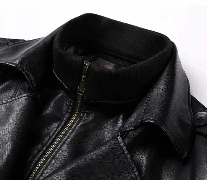 PU leather long coat - AntoniosClothing - Black