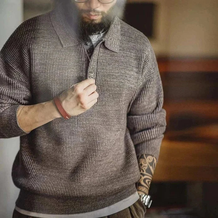 Retro knitted cold season sweater - AntoniosClothing - Coffee