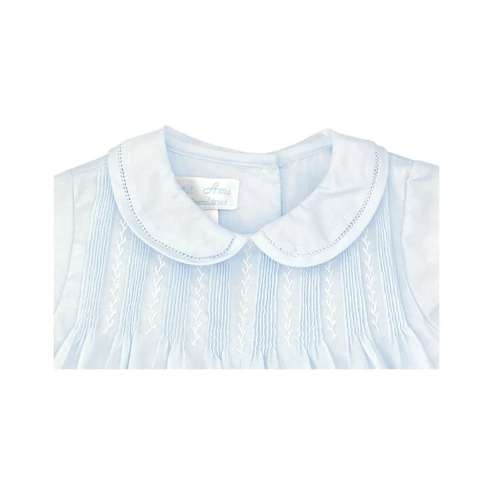 Romper with Pintucks + Bonnet - Blue