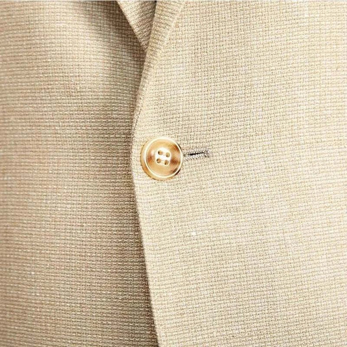 Slim fit cotton-linen blend jacket - AntoniosClothing - Beige
