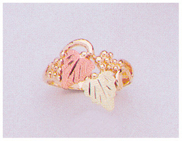 Solid 10kt Three Tone Gold Red and Green Leaves Blank Ring Size 4-8 shank setting, Prospector Gold, 643-622