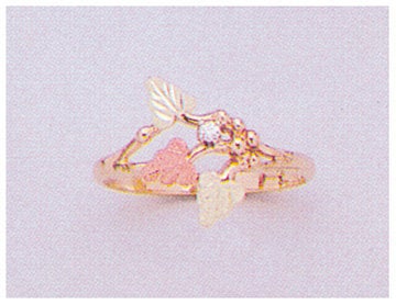 Solid 10kt Three Tone Three Leaf, Natural Gemstone Diamond, Promise Ring, Size 4-7 643-609-0160