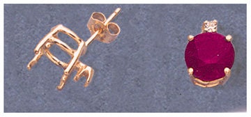 Solid Sterling Silver or 14kt Gold 1 Set (2 pieces) 7 mm-12mm Round Earrings Setting with Accent, USA 162-011/142-011