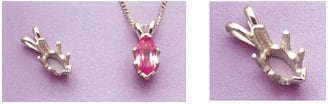 Solid Sterling Silver or 14kt Gold 6x3-10x5 Marquise Pendant Setting, New, Made in USA 161-146/141-146
