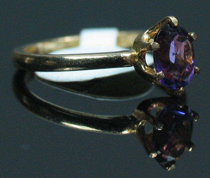 Solid Sterling Silver or Solid 14kt White or Yellow Gold 1ct Natural Amethyst 7x5 Oval Ring Size 7 Solitare VVS Eye Clean