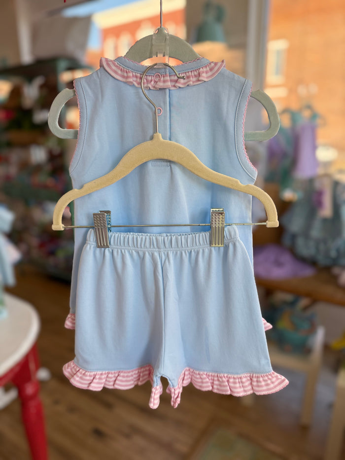 Squiggles - Short + Tank Set - Blue/Pink Stripe