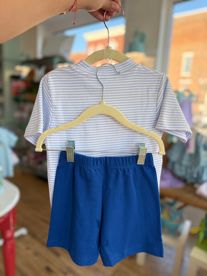 Squiggles - Short + Top Set - Gingham Firetruck