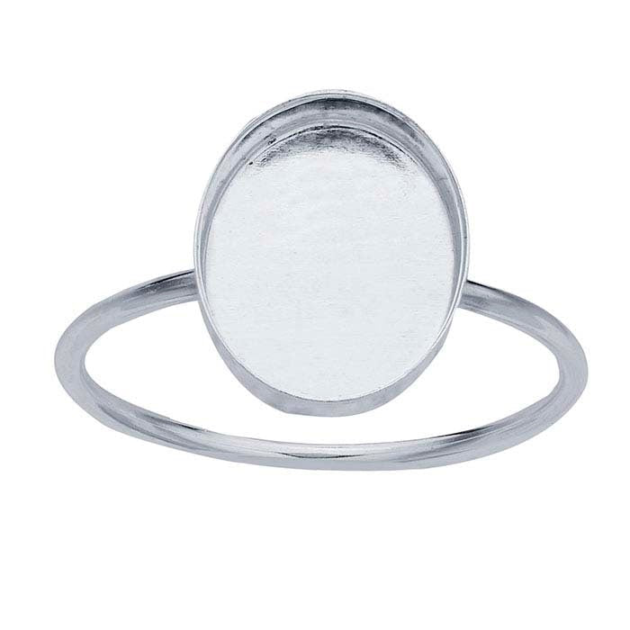 Sterling Silver 6x4-10x8 mm Oval Cabochon Ring Mounting, blank Cab (Cabochon) setting Size 5-8