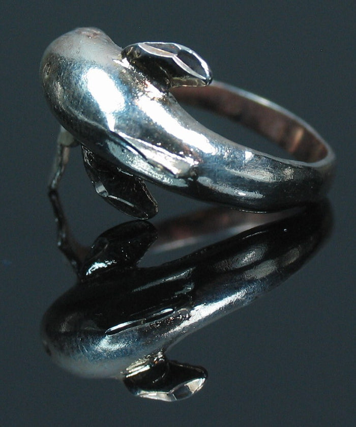 Sterling Silver Dolphin Ring shank setting Ring Size 5, 6, 7, or 8, 263-318