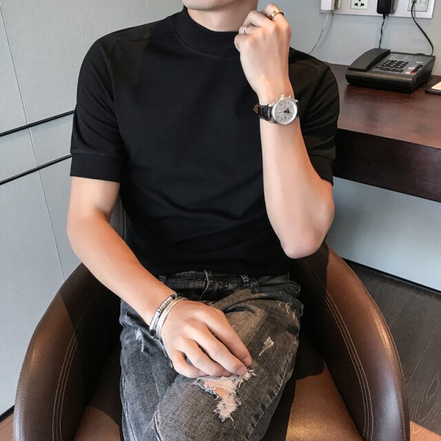 Streetwear Turtleneck T-Shirt - AntoniosClothing - black