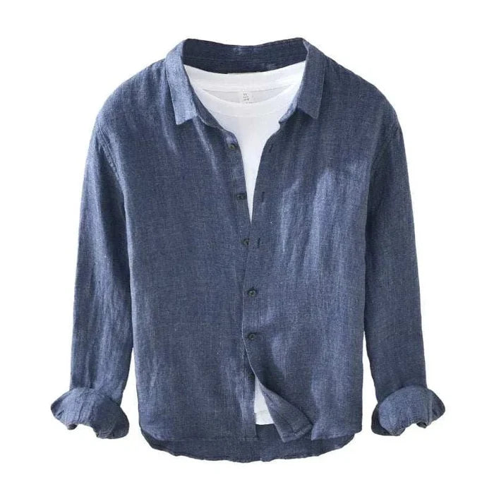 Summer pure linen shirt - AntoniosClothing - Blue