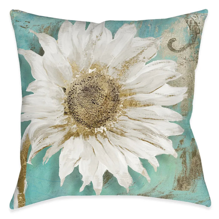 Teal Floral Outdoor Decorative Pillow
