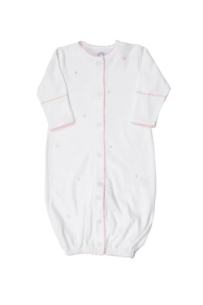 The Proper Peony - Pima Converter Gown - White with Pink Dots