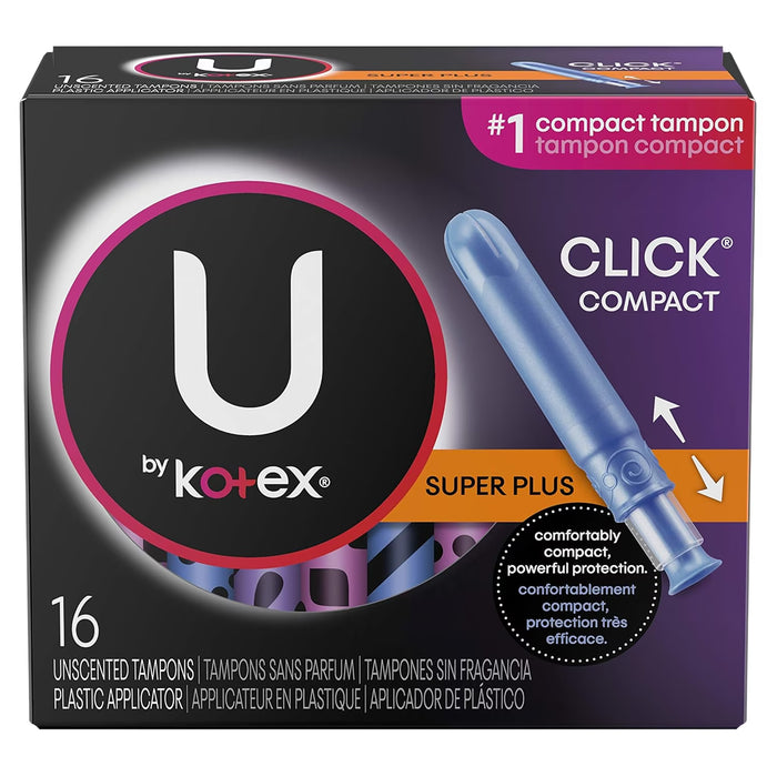 U by Kotex Click Compact Tampons Super Plus Unscented - 16 Ct - 8 Pack