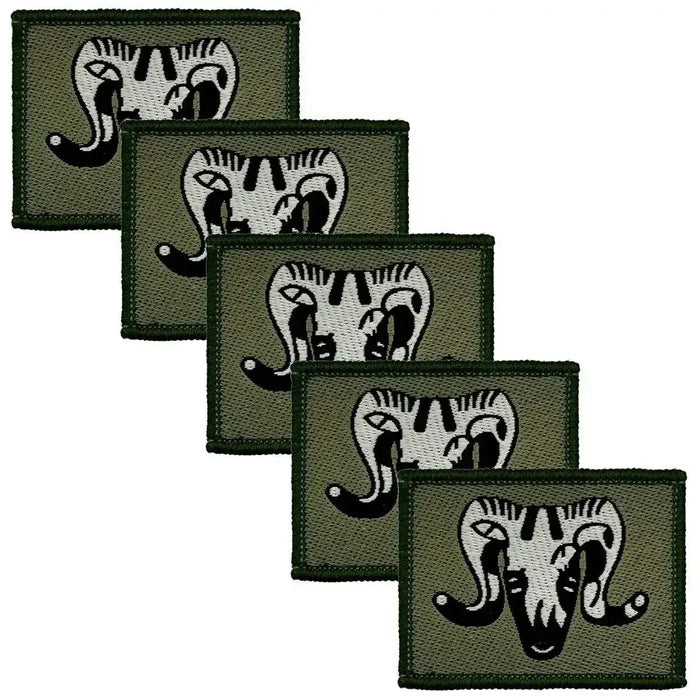 Pack of five 1 Artillery Brigade TRF iron on flashes with tactical ram skull motif, suitable for military apparel customization. 5 Pack from  John Bull Clothing