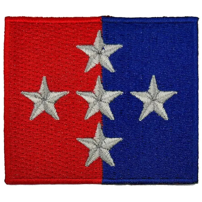Single 1 Royal Military Police Brigade TRF patch featuring red and blue split design with five silver stars, regulation military uniform accessory. 1 Flash from  John Bull Clothing