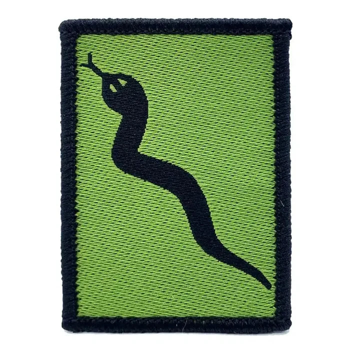 Single 101 Logistic Brigade TRF patch with hook & loop backing, showcasing black snake emblem on green fabric. Tactical military uniform badge. 1 Flash from  John Bull Clothing