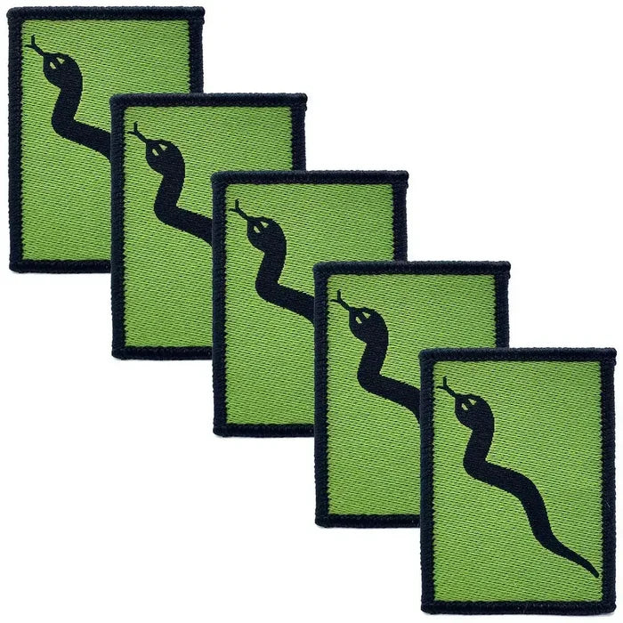Pack of five 101 Logistic Brigade TRF iron or sew on patches with black snake motif, suitable for military uniform customization. 5 Pack from  John Bull Clothing