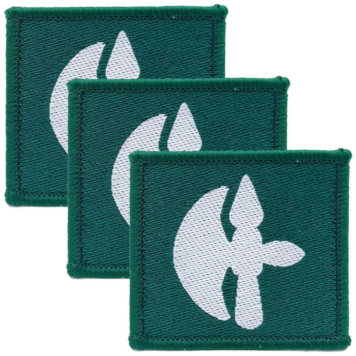 Set of three 102 Logistic Brigade TRF iron or sewn on flashes in green with white insignia, ideal for military uniforms from John Bulls. 3 Pack from  John Bull Clothing