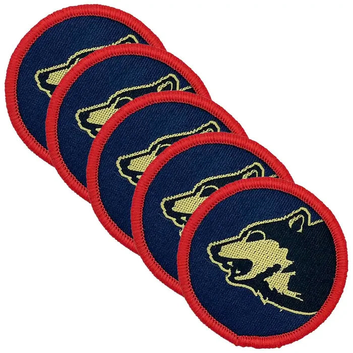 Pack of five 104 Logistic Brigade Flash Iron or Sewn On TRF patches, regulation design with bold wolf insignia for military apparel use. 5 Pack from  John Bull Clothing