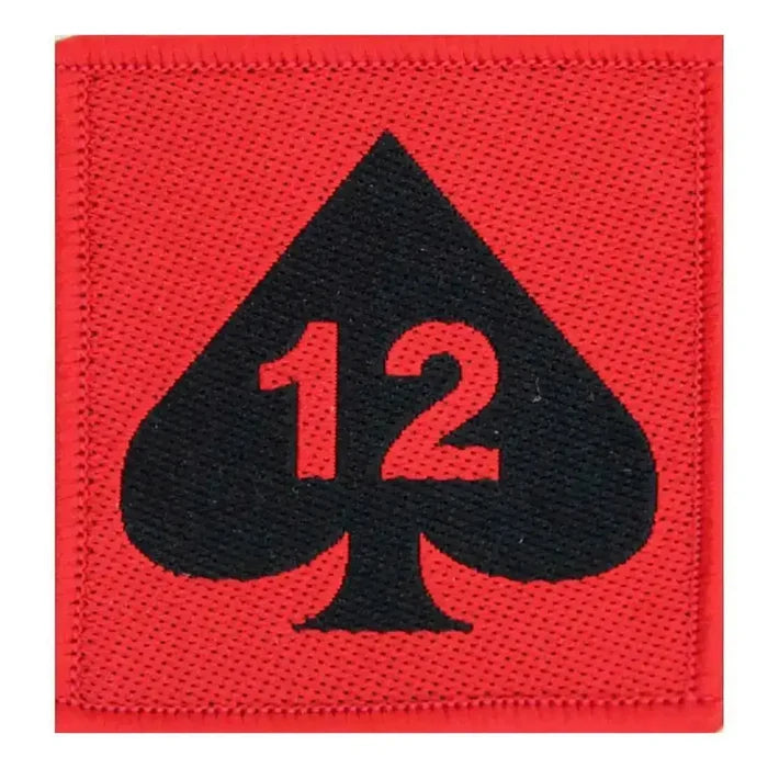 Single red and black 12 Armoured Infantry Brigade Flash TRF patch, cotton material, ideal for military uniform use. Red (Coloured) from  John Bull Clothing
