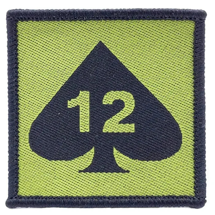 Single green and black 12 Armoured Infantry Brigade Flash TRF patch, iron or sew-on, suitable for adult military uniforms. Green/Black from  John Bull Clothing