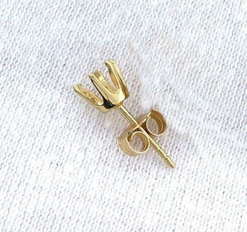 14kt Sold Gold 1 Set (2 pieces)3mm-8mm Round Earrings Setting, New, Made in USA 142-116