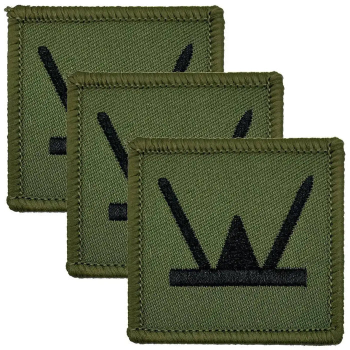 Three subdued 160 Welsh Brigade TRF patches in olive green with black insignia, suitable for tactical military uniforms and gear. Green/Black from  John Bull Clothing