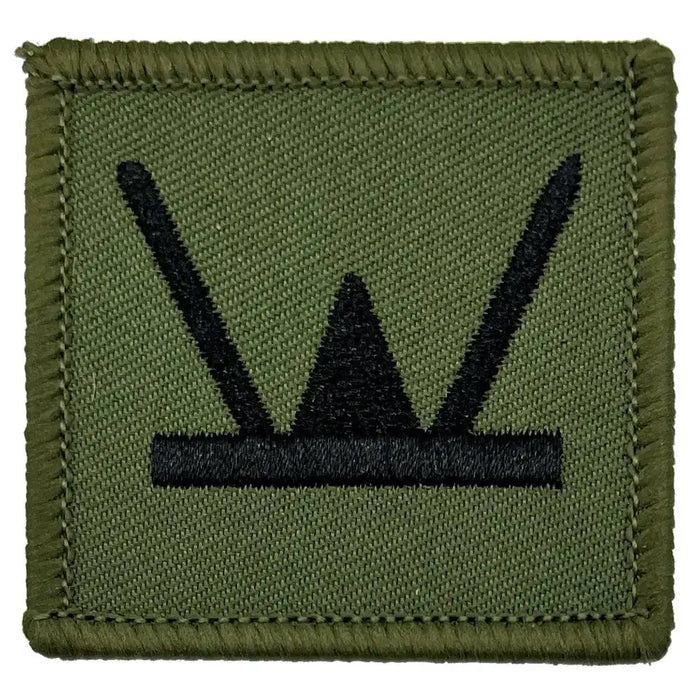 Single subdued 160 Welsh Brigade TRF patch in olive green with black embroidery, regulation pattern for military uniform use. Green/Black from  John Bull Clothing