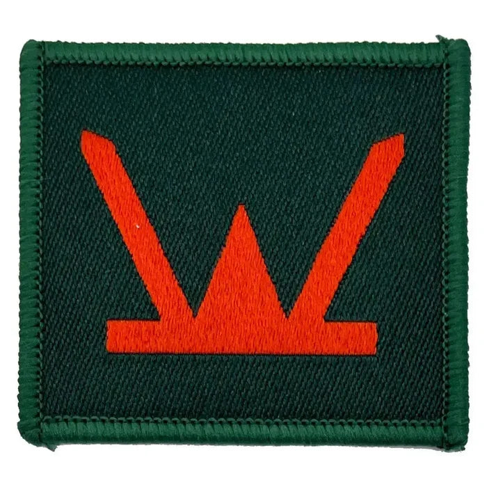 Single 160 Welsh Brigade TRF patch in green with red insignia, regulation iron or sew on patch for military uniform identification. Red (Coloured) from  John Bull Clothing