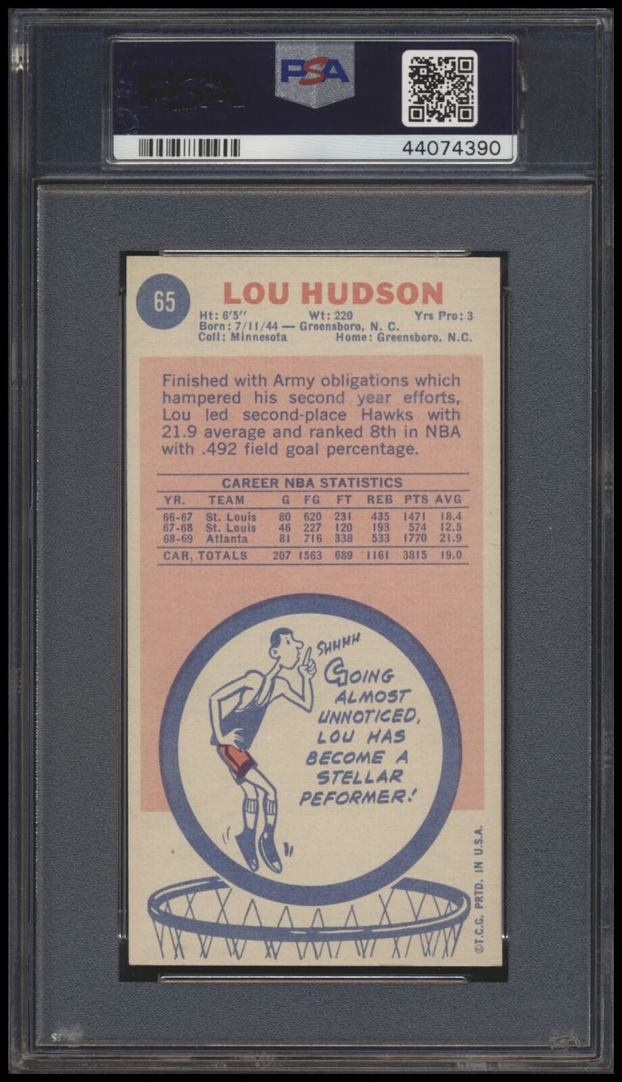 1969 Topps #65 Lou Hudson psa 7 NM RC