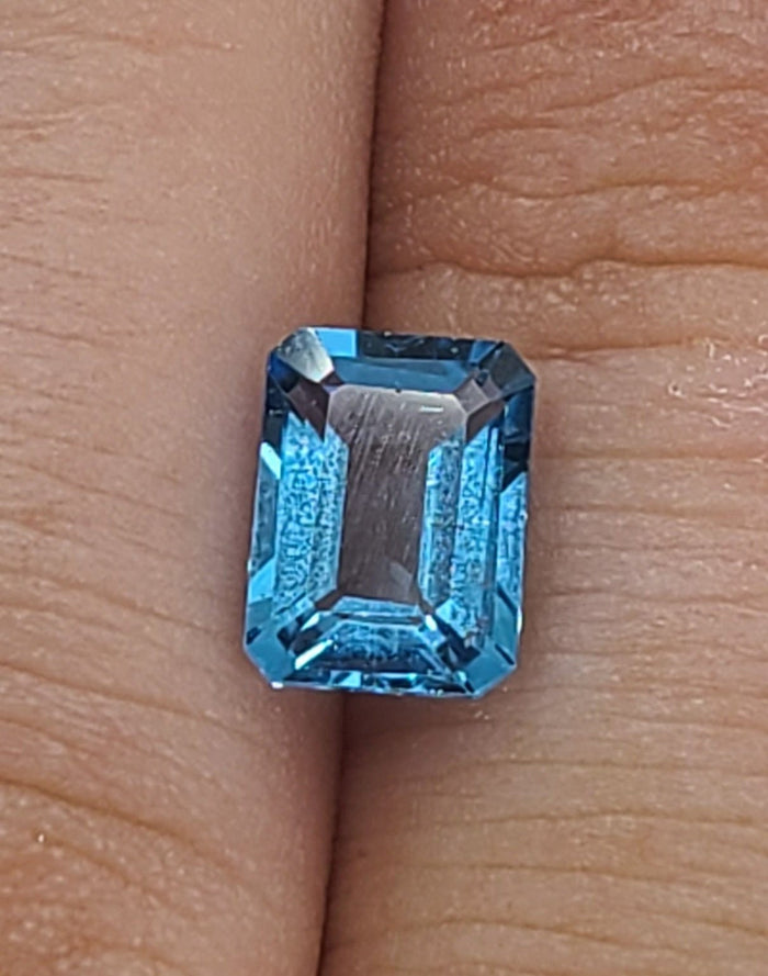 1.975ct Natural African Swiss Blue Topaz  8x6mm Emerald Cut, VVS Eye Clean, Loose Stone