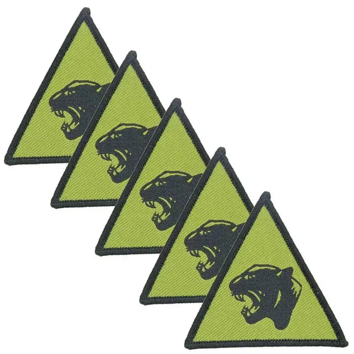 Pack of five 19th Light Brigade Panther TRF Hook and Loop patches with tactical panther design, suitable for military apparel and accessories. 5 Pack from  John Bull Clothing