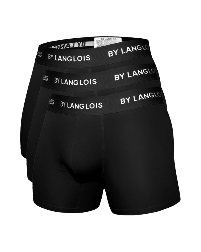 3-PACK BLACK PERFECT FIT BOXER BRIEFS