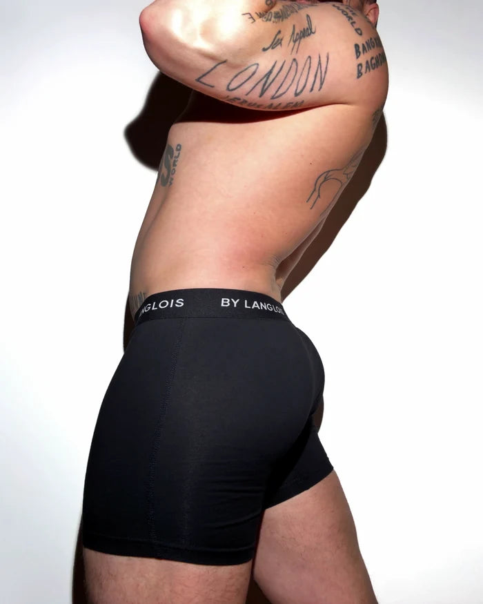 3-PACK BLACK PERFECT FIT BOXER BRIEFS