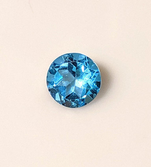 3.45ct, Natural African Swiss Blue Topaz, 9mm Round, VVS Eye Clean, Loose Stone, Exceptional Color, Unique Stone, Wholesale