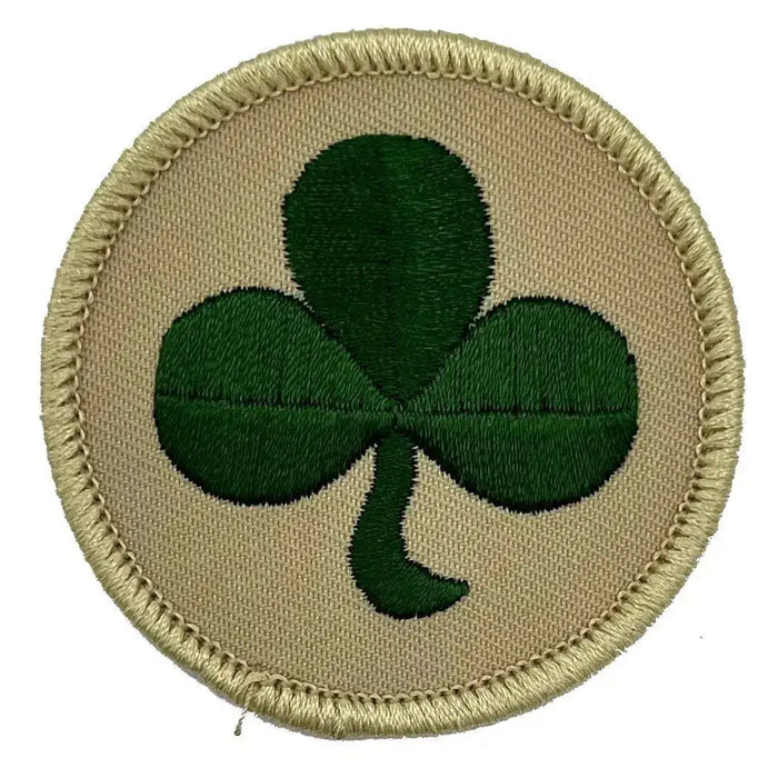 Single 38th Irish Brigade TRF patch in desert green with shamrock design, iron or sew-on, made to MoD approved colours. 1 Flash from  John Bull Clothing