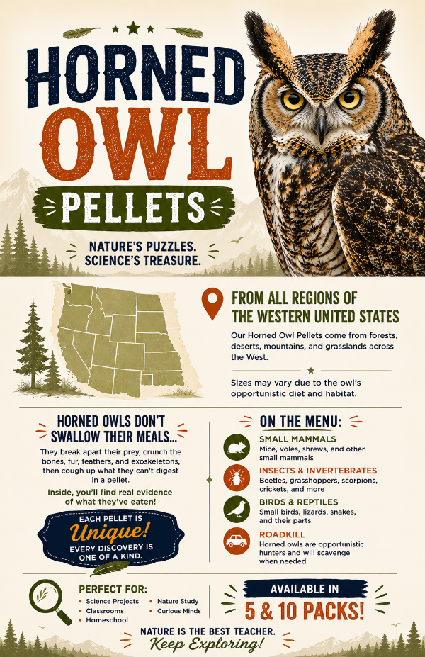 5 Horned Owl Pellet Pack