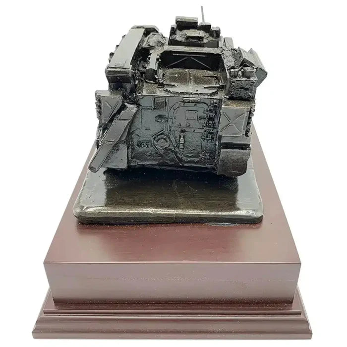 Rear angle of 512 Recovery Vehicle Bronze Resin Statue | John Bulls highlighting the vehicle's back panel and mounted equipment in bronze resin.  from  John Bull Clothing