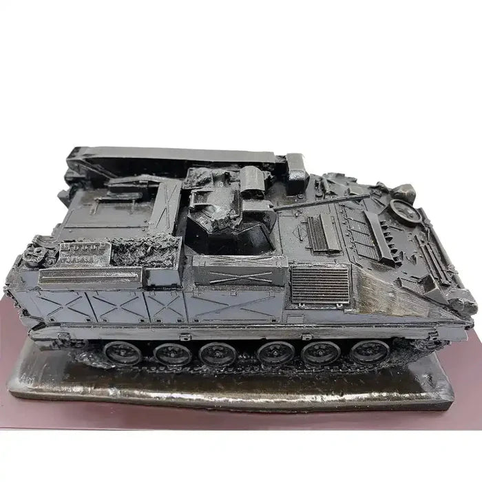 Close-up of 512 Recovery Vehicle Bronze Resin Statue | John Bulls showcasing the textured bronze finish and support vehicle features.  from  John Bull Clothing