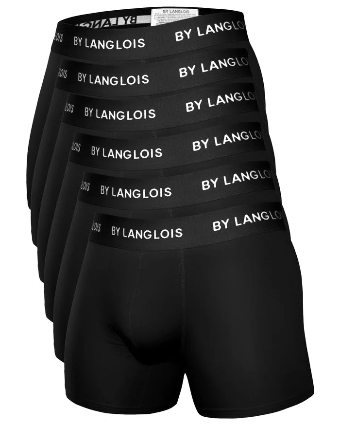 6-PACK BLACK PERFECT FIT BOXER BRIEFS