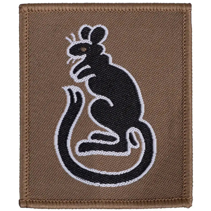 Single 7th Infantry Brigade TRF Desert Rats patch in brown with black rat design, regulation iron or sew-on flash for military uniforms. Green/Black from  John Bull Clothing