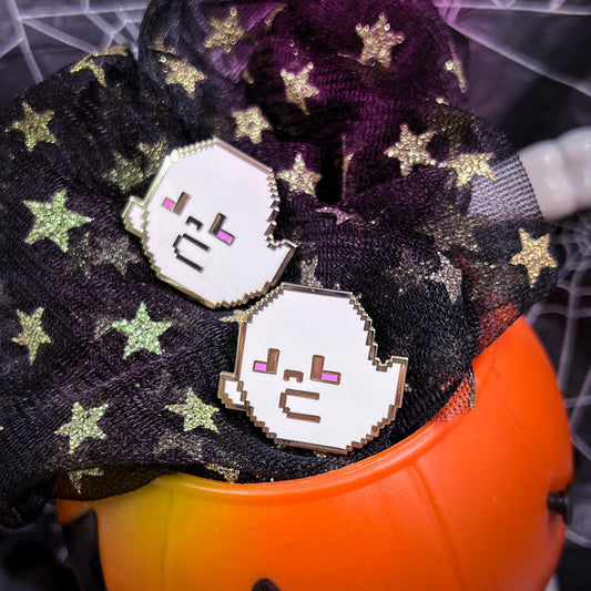 8-bit Pixel Ghost Spooky Enamel Pin